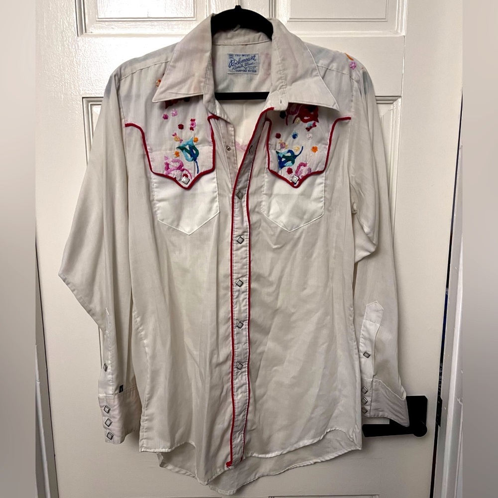 Western floral embroidery shirt